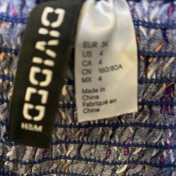 H&M Blue Chevron Print Drop Waist Dress - Picture 4 of 8